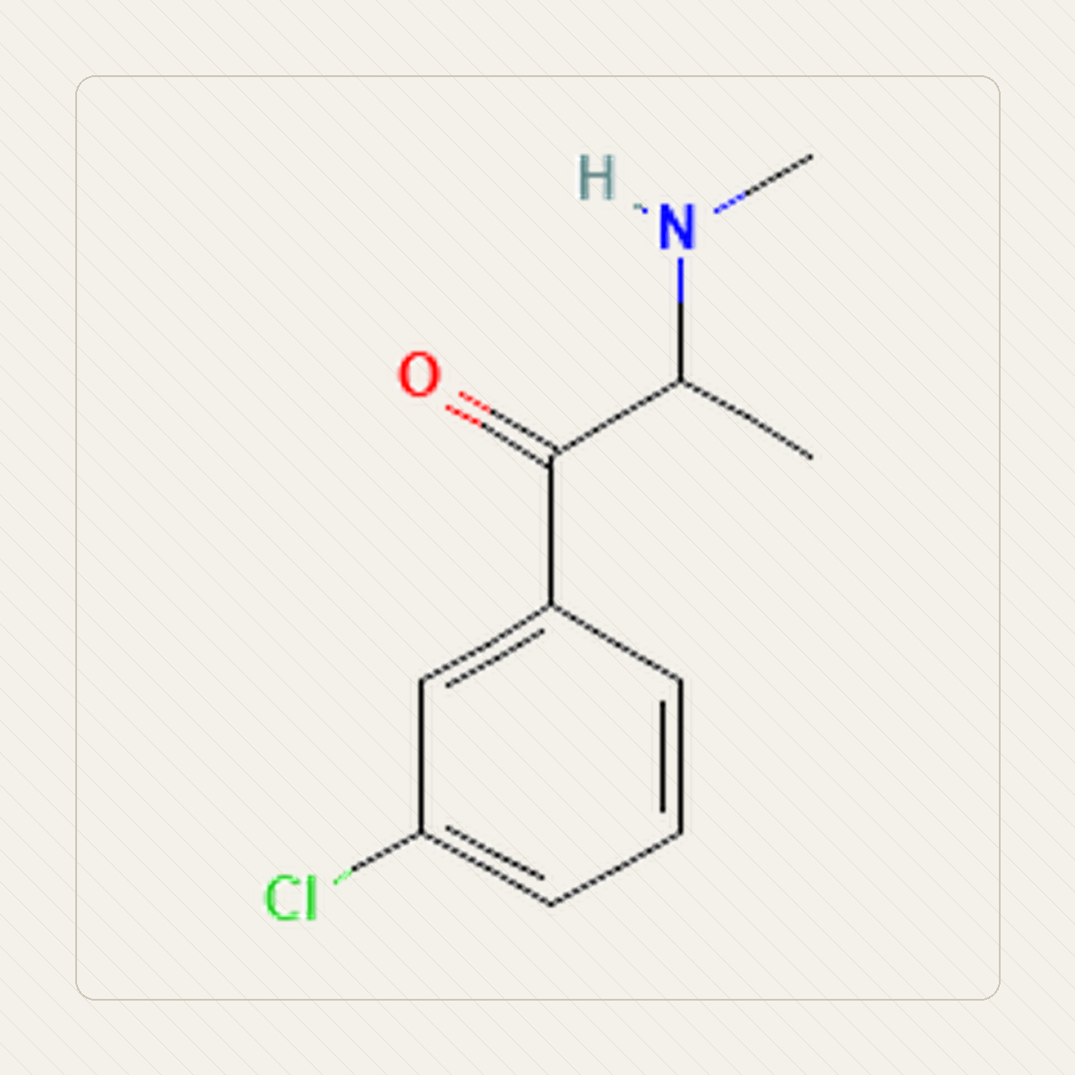 3-CMC Klofedron, Lehrillustration der Molekülstruktur