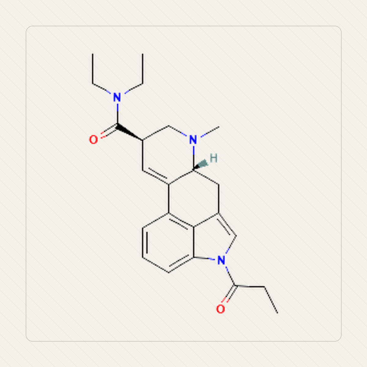 1P-LSD 1-propionylo-LSD, Lehrillustration der Molekülstruktur