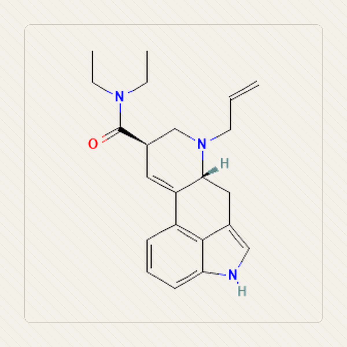 AL-LAD 6-allilo-6-nor-LSD, Lehrillustration der Molekülstruktur