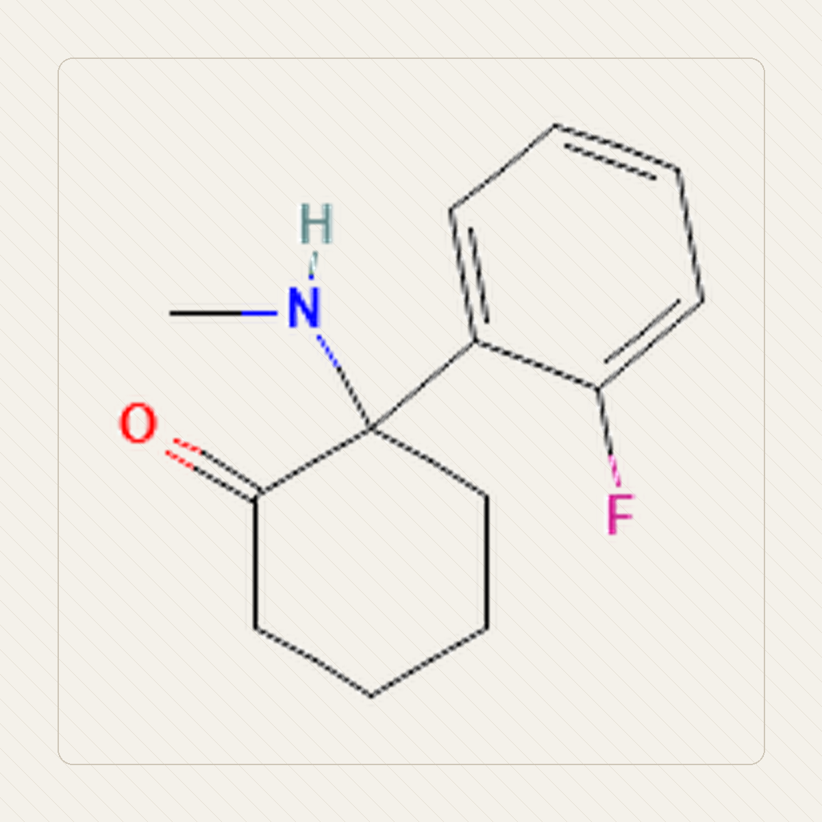 2-FDCK 2-fluorodeschloroketamina, Lehrillustration der Molekülstruktur